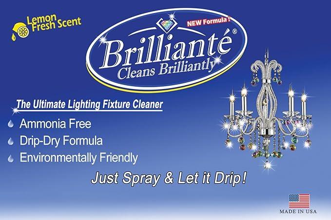 Brilliante Crystal Chandelier Cleaner - Manual Sprayer 32oz Environmentally Safe, Ammonia-free, Drip-dry Formula, Made in USA (3 Pack) - NeatNest