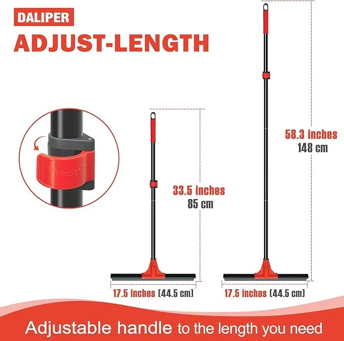 Floor Squeegee with 18'' Silicone Rubber Scraper Head and 58'' Long Adjustable Handle, Heavy Duty Shower Squeegees for Concrete Floor, on Multi-Surface Tile Glass Pool Garage Cleaning - NeatNest