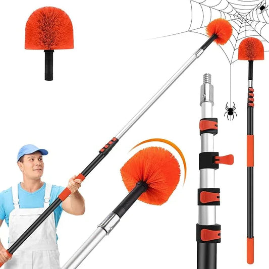 26 FT Cobweb Duster with Extension Pole,Spider Web Brush with Pole Extend 5-20FT,Spiderweb Cleaner with 4-Stage Telescopic Aluminum Pole,Spider Brush Cobweb for Outdoor & Indoor Cleaning - NeatNest
