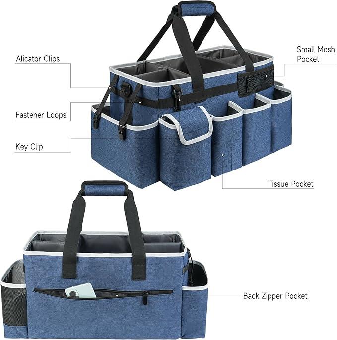 Cleaning Caddy Bag,Extra Large Cleaning Supplies Organizer with Handle for Housekeepers,Blue - NeatNest