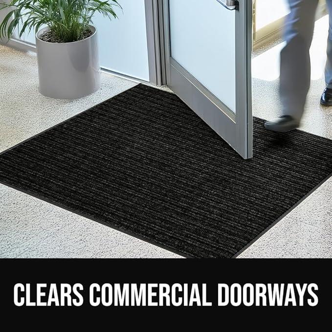 GORILLA GRIP Waterproof Traffic Guard Door Mat, 2 Pack Heavy Duty Entryway Mats, Strong Rubber Back Commercial Utility Rugs for Office Hallway, Garage Floor and Home, Low Profile Carpet, 29x17, Black - NeatNest