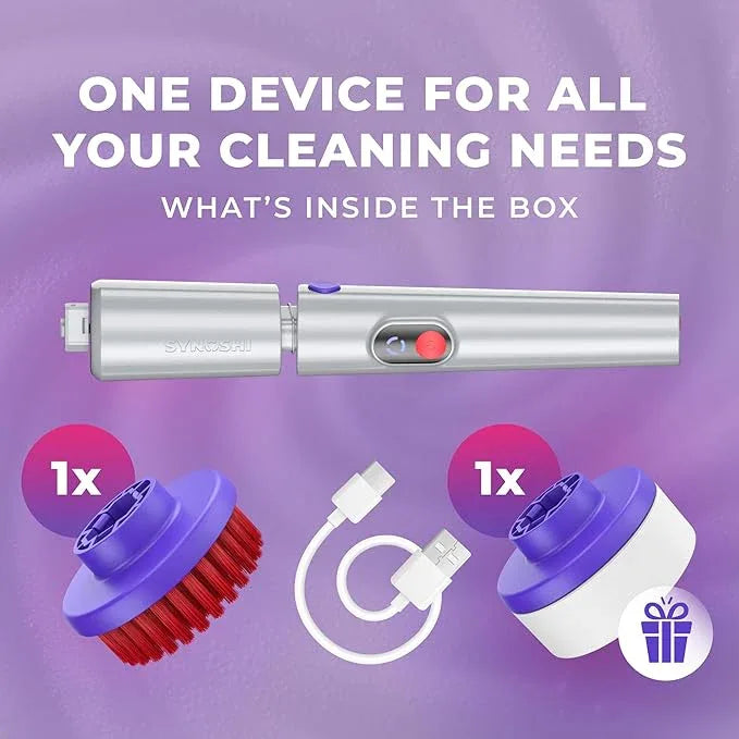 SYNOSHI PRO Electric Spin Scrubber, Cordless Cleaning Brush Bathroom Scrubber. Waterproof Shower Cleaner Brush with Adjustable Angles, 2 Speed, 180Min Work Time for Floor, Bathtub, Kitchen, Car, Tub - NeatNest