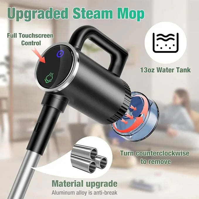 11-in-1 Steam Mop - Detachable Handheld Steam Cleaner with 380mL Tank, 260℉ Floor Steamer for Hardwood, Tile, Grout, Windows, Bath & Kitchen - 3-Level Steam Control, Multi-Purpose Floor Steam Cleaner - NeatNest