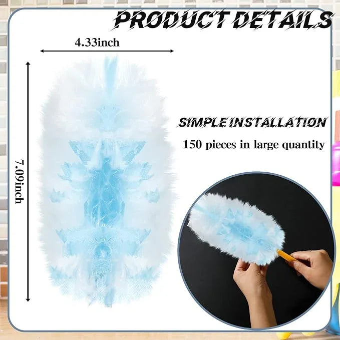 Vesici 150 Pcs Duster Refills Compatible with Swiffer Dusters Bulk Disposable Replacement Thickened with 1 Handle Heavy Duty for Cleaning, Office (Blue) - NeatNest