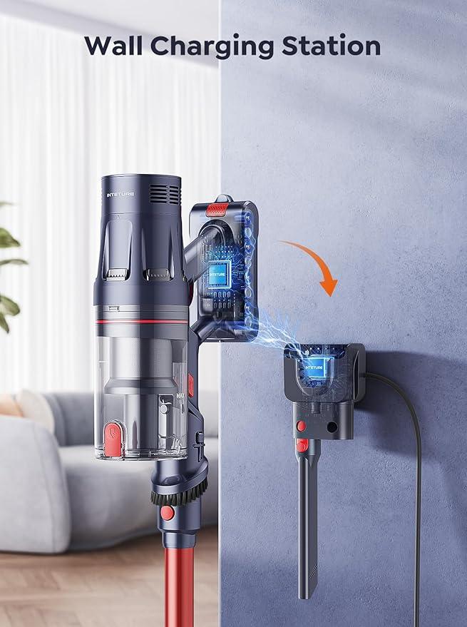 Cordless Vacuum Cleaner, 600W 50Kpa 65Mins Vacuum Cleaners for Home, Stick Vacuum with Self-Standing, Touch Screen, Vacuum Cleaner with Charging Station for Hard Floor Carpet Car Pet - NeatNest
