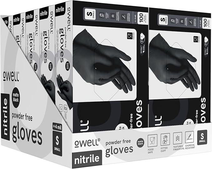 OWELL® Professional Grade Black Disposable Nitrile Gloves – 4 Mil Food Safe, Medical Exam, Powder-Free, Latex-Free Gloves - NeatNest