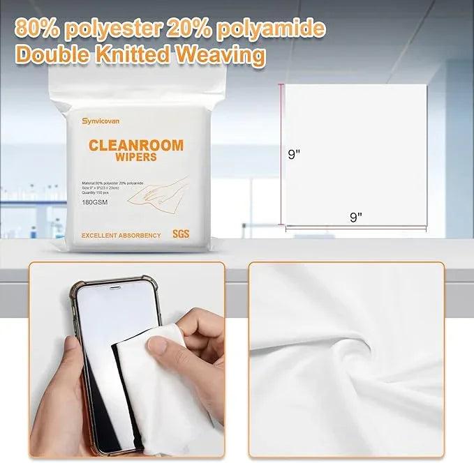 Microfiber Wipes 9"x9"(100 Pcs,Class 100, 200GSM) Superfine Lint Free Cloths Cleaning and Drying Cloths Reusable Ultra Absorbent for All Surface Types - NeatNest