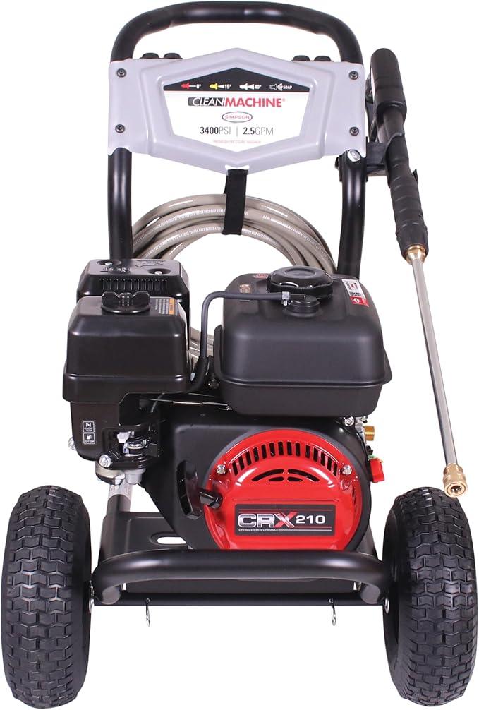 Simpson 3400 PSI Gas Pressure Washer, 2.5 GPM Residential Power Washer, Cold Water, 25' Hose, Clean Machine, 49-State Compliant (CM61083) - NeatNest