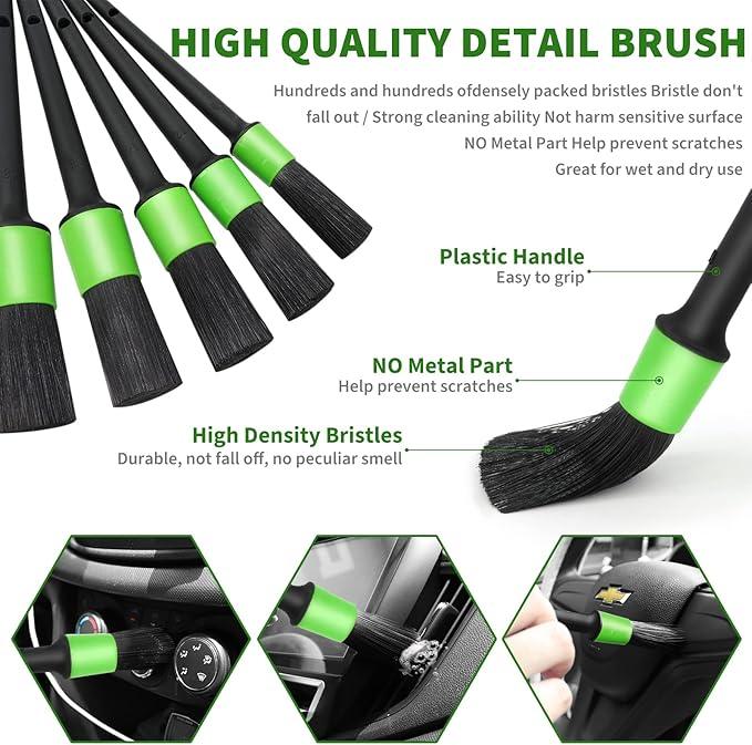 Funsmore 18Pcs Car Detailing Kit, Interior Car Cleaning Kit, Leather & Textile Car Interior Brush, Car Detailing Brush Set with Windshield Cleaning Tool Complete Car Interior Care Kit - NeatNest