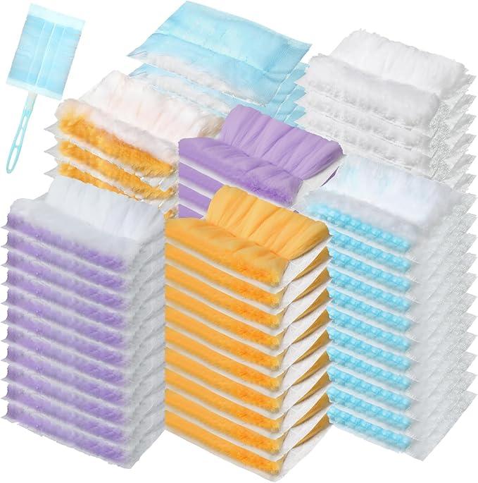 Mimorou 200 Pcs Disposable Dusters Refills Bulk Heavy Duty 180° Multi Surface Replacement Dusters for Cleaning Ceiling Fan with Microfibers Unscented (Bright Colors) - NeatNest