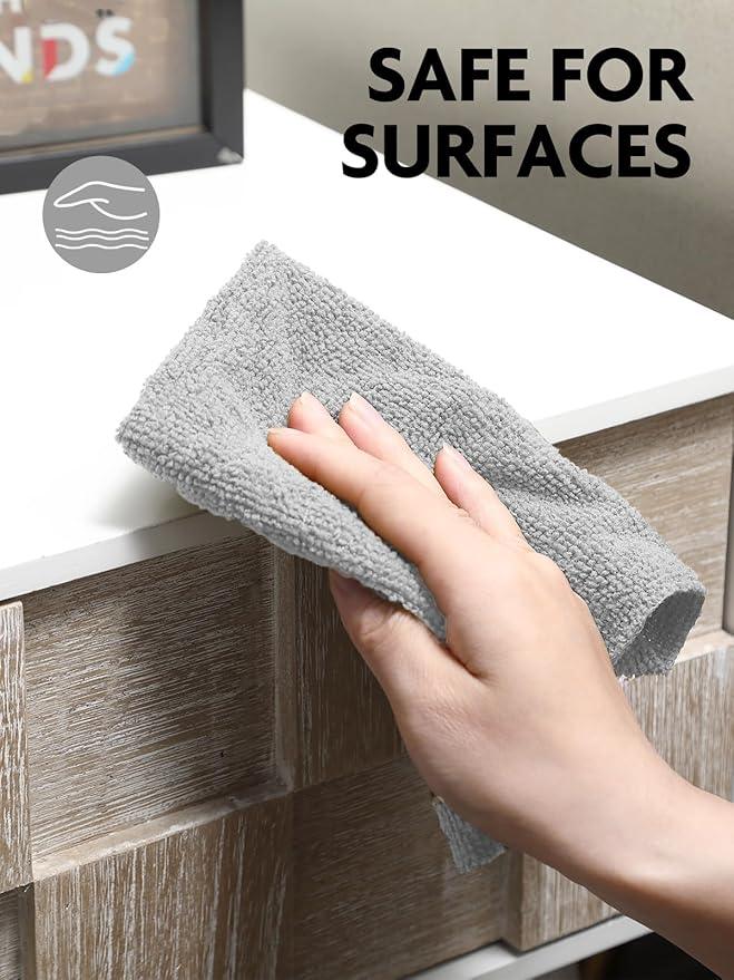 Fantasticlean Microfiber Cleaning Cloth Roll -150 Pack, Tear Away Microfiber Towels, 12" x 12", Reusable, Washable, Ultra Absorbent Dishcloth for Home Supplies, Car, Pet, Kitchen (Pink & Grey) - NeatNest