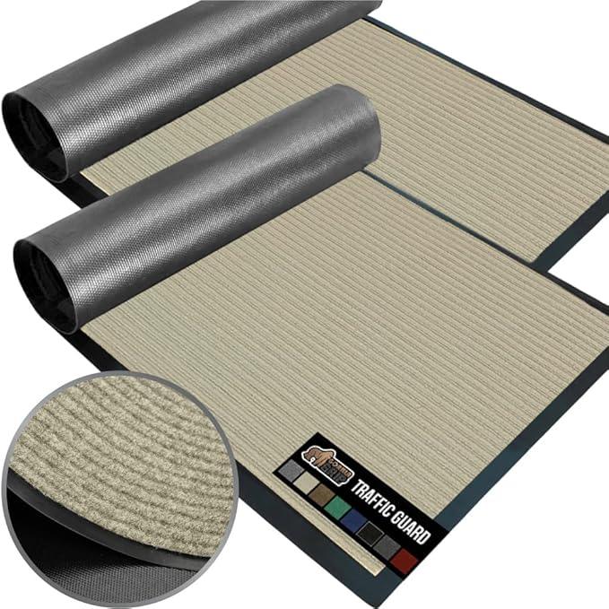 GORILLA GRIP Waterproof Traffic Guard Door Mat, 2 Pack Heavy Duty Entryway Mats, Strong Rubber Back Commercial Utility Rugs for Office Hallway, Garage Floor and Home, Low Profile Carpet, 35x23, Beige - NeatNest