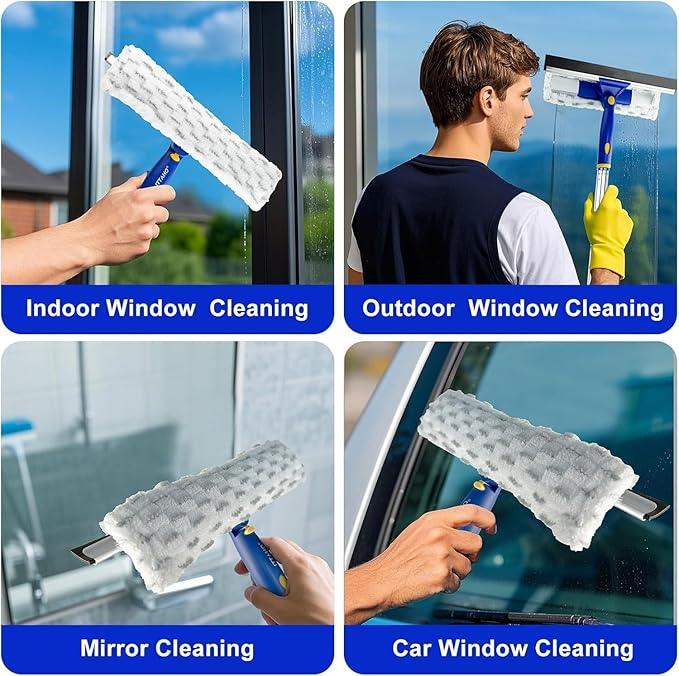 ITTAHO 81" Window Squeegee Cleaner, 2 in 1 Window Cleaning Tool Kit,Shower Squeegee with Extension Pole, Glass Cleaning Tools for Shower Glass, Indoor/Outdoor High Window Cleaning-Two Pads - NeatNest