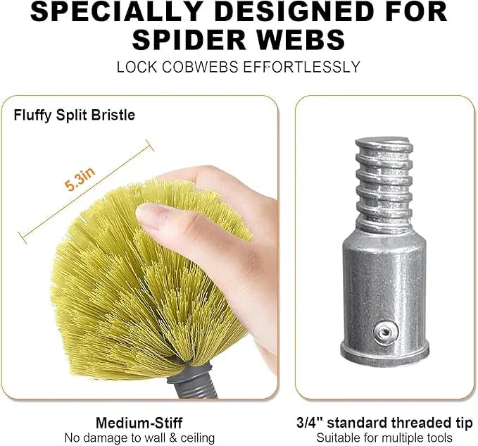 20 Foot Cobweb Duster with Extension Pole, 4-12ft Dusters for Cleaning with Bristles, High Reach Feather Duster for Outdoor Indoor, 4-Stage Spider Web Remover with Telescopic Pole for Ceiling Wall - NeatNest