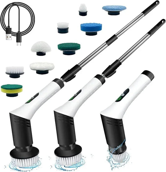 Spin Scrubber,9-In-1Multifunctional Cleaning Brush with Detachable Handle,9 Replaceable Brush Heads&LCD Display,Rechargeable Electric Spin Scrubber for Bedroom,Bathroom,Kitchen,Car - NeatNest
