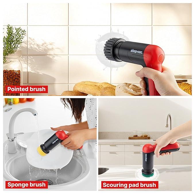 Shop-Vac Cordless Spin Scrubber, 2-Speed (180/240RPM) Electric Cleaning Brush with 5 Multi-Surface Heads, 2000mAh Battery, 60-Min Runtime, for Kitchen & Bathroom - NeatNest