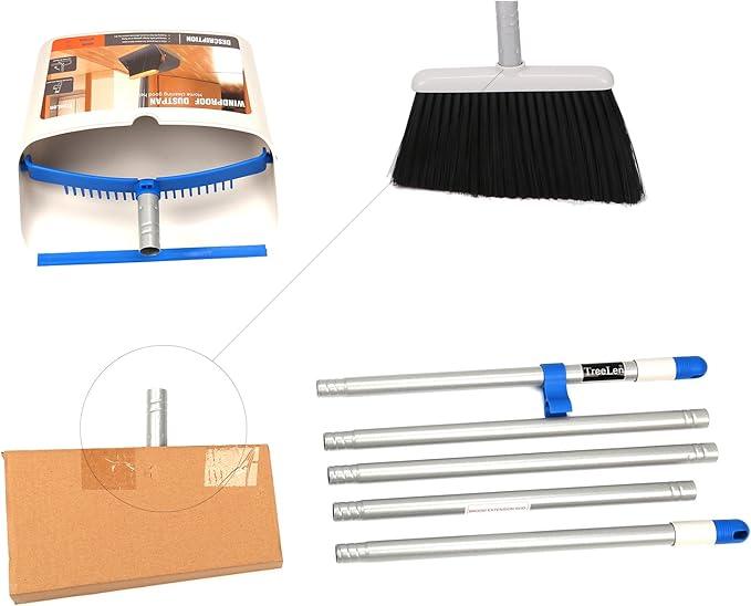 TreeLen Long Handle Broom and Dustpan Set,Upright Dust Pan Combo for Home, Kitchen, Room, Office, Lobby Floor Use Without Bending - NeatNest