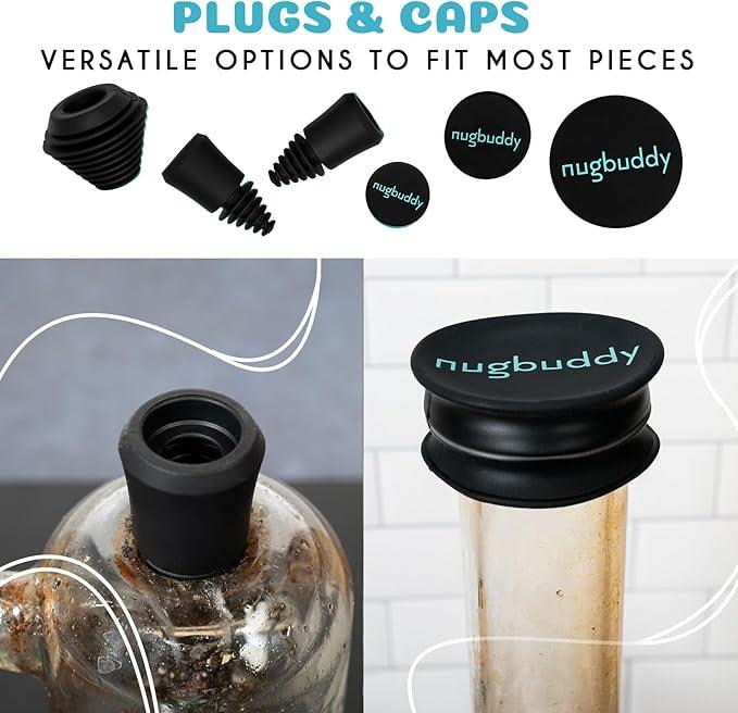 Glass Cleaning Kit - Reusable Silicone Accessories - Complete Kit to Clean your Piece, Just Add Cleaner - Reusable Soaker Bag, Brushes, Mat, Caps & Plugs, Funnel, & Microfiber Towel - NeatNest