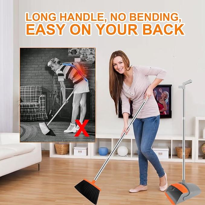 Broom and Dustpan Set for Home, Broom with Dustpan Combo Set, 51" Long Handle Dust Pan Set for Household - NeatNest