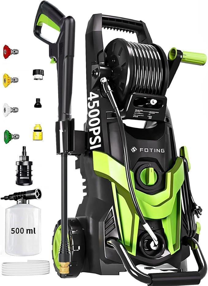 2025New Pressure Power Washer with 4 Quick Connect Nozzles, Inlet Hose & Filter, Foam Cannon for Cars/Fences/Driveways/Patios/Home Cleaning 4500PSI - NeatNest