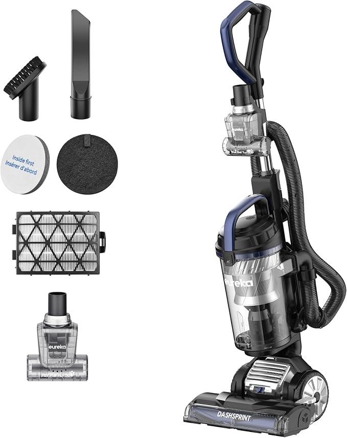 Eureka Upright Vacuum Cleaner for Carpet and Hard Floor,Powerful Vacuum with Dual Cyclone Suction,Swivel Steering,Anti-Tangle,Large Dust Cup,NEU612BL, Blue - NeatNest