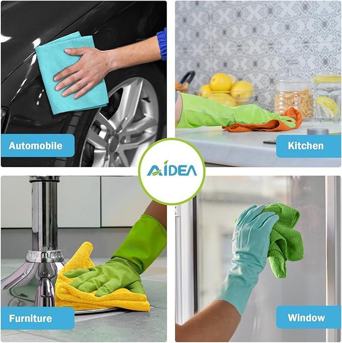 AIDEA Microfiber Cleaning Cloth, 20PK, Soft Absorbent Rags, Microfiber Towels for Cars, Kitchen Towels, Dusting Cloth for Home, Window, Cleaning Supplies, 12"×12" - NeatNest