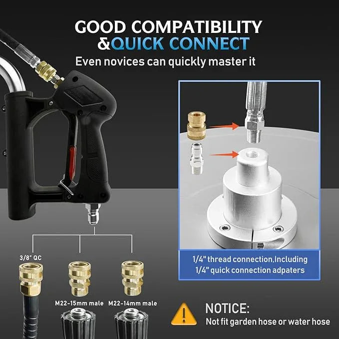 RAYNEL 30'' Pressure Washer Surface Cleaner with 4 Wheels, Dual Handle, Stainless Steel Housing, 2 Hose Adapters, 4 Replacement Nozzles and 5 Spray Nozzles - NeatNest