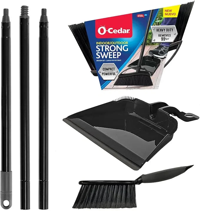O-Cedar Indoor & Outdoor Strong Sweep Broom & Brush Bundle | Heavy Duty Bristles Remove 99% of Dust & Dirt in One Sweep | Step-On Dust Pan | Safe for Hardwoods, Powerful on Outdoor Debris - NeatNest