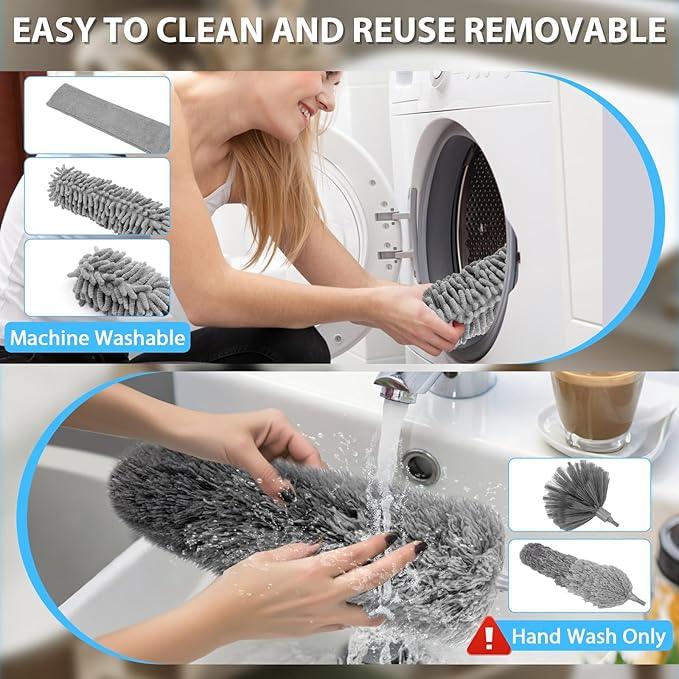 THINKWORK Microfiber Duster for Cleaning Car Cleaning Kit, Car Interior Detailing Kit with High Power Handheld Vacuum Cordless, Ceiling & Fan Duster for Home Cleaning - NeatNest