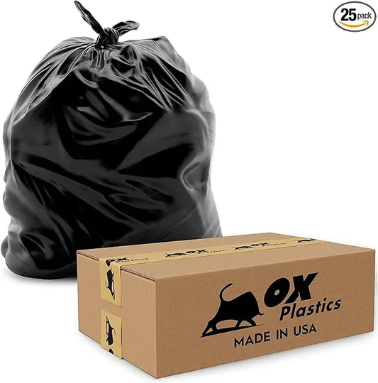 55 Gallon Trash Bags Heavy Duty – Large Black Contractor Bags 36x52" – Industrial, Yard Waste, Lawn & Leaf, Construction Garbage Can Liners – Made in USA (3 Mil, 25 Count) - NeatNest