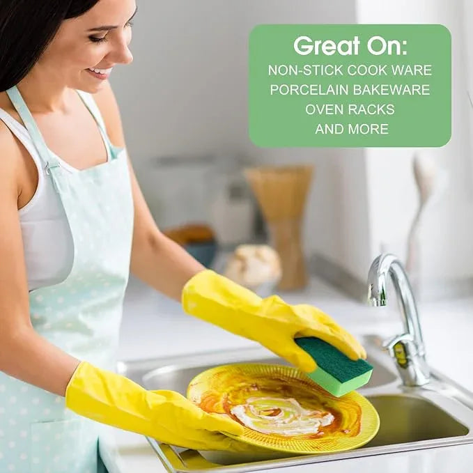 Tioncy 100 Pcs Individually Wrapped Sponges Bulk Kitchen Green Non Scratch Scrub Sponges Dual Sided Cleaning Scrubber for Household Washing Dishes, Pots, Pans, Sinks, Stoves, Appliances, Car, Bike - NeatNest