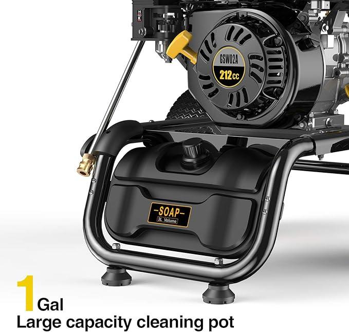 BLUBERY 3500 PSI Gas Pressure Washer, 2.6 GPM Heavy Duty High Power Washer, 30Ft Pressure Hose&Soap Tank,5 Pressure Nozzles,Black - NeatNest