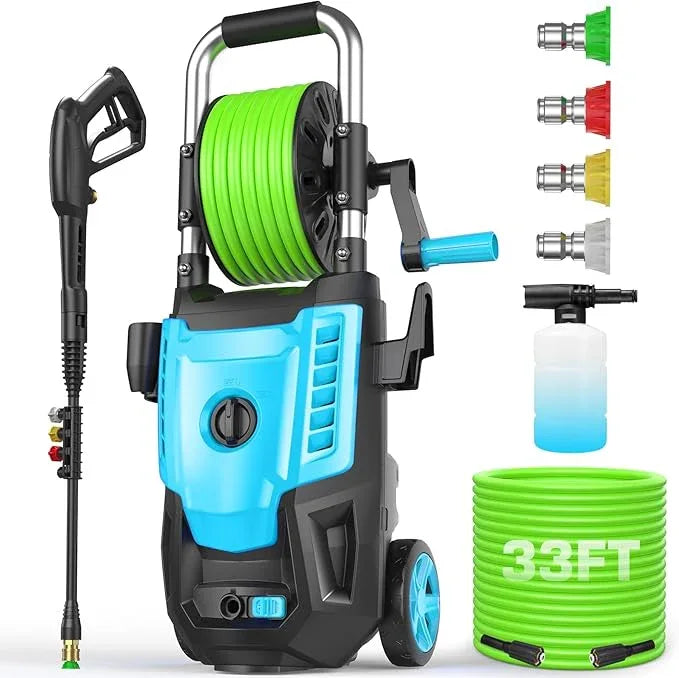 Professional Electric Pressure Washer 4800PSI, 4.0GPM Portable Power Washer with 4 QC Nozzles and Soap Bottle, Washer Machine for Cars/Home/Driveways/Patios/Decks/Fences (Blue) - NeatNest