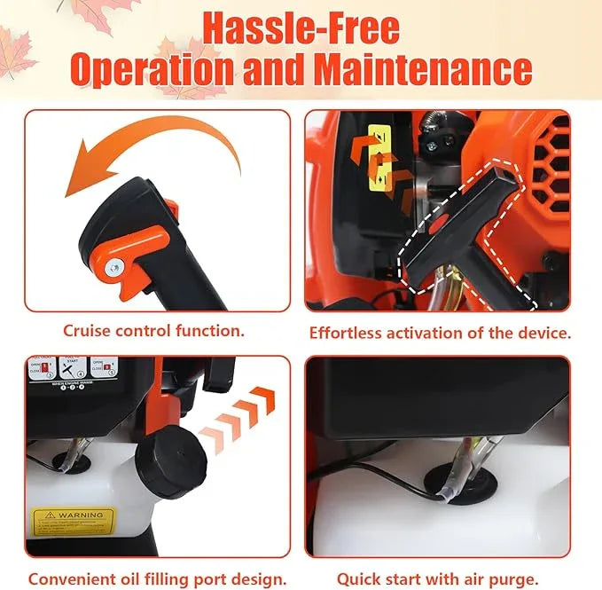 52CC Gas Backpack Leaf Blower, 2-Stroke Engine 550CFM Commercial-Grade Dust Blower, Heavy Duty Patio Cleaning Lawn Care Yard Work Landscaping Snow Removal Blower 1.7KW/2.3HP - NeatNest