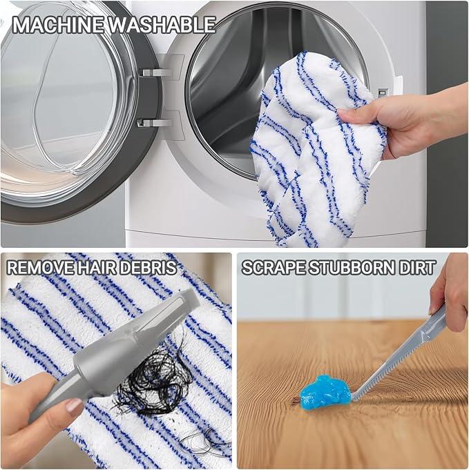 Masthome Extra Large Microfiber Mop for Floor Cleaning, 16“ Flat Mop with 5 Pad for Wet & Dry Use, Dust Mop for Hardwood Laminate Tile Ceramic, 1 Cleaning Scraper Included-Blue - NeatNest
