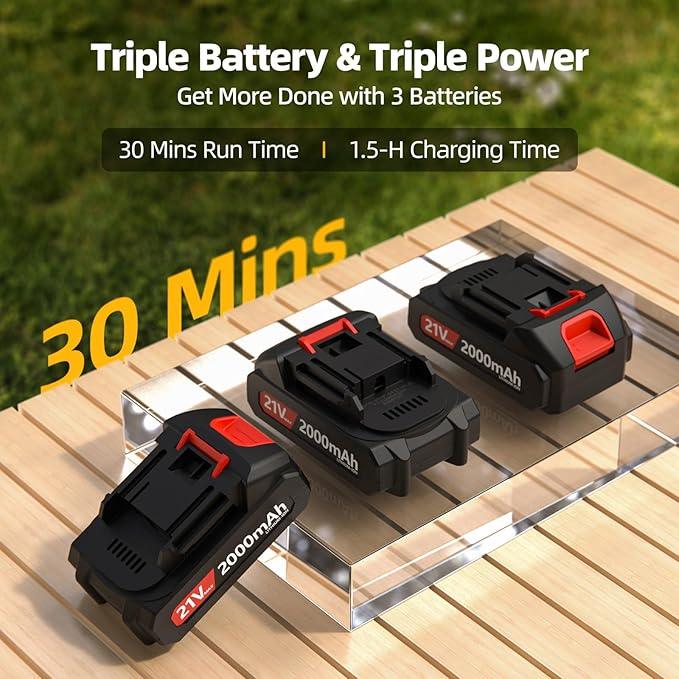 VASG Leaf Blower Cordless – Lightweight Handheld Electric Leaf Blower with Variable Speed, 21V 3×2.0Ah Batteries & Fast Charger for Effortless Lawn, Yard, Garden, Patio, Driveway & Leaf Cleanup - NeatNest