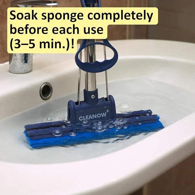 OneTouch GO! Floor Cleaner, Floor Mops, Sponge Mops, Mop with Wringing Function (Cleanow OneTouch GO! Mop + 2 Refills) - NeatNest