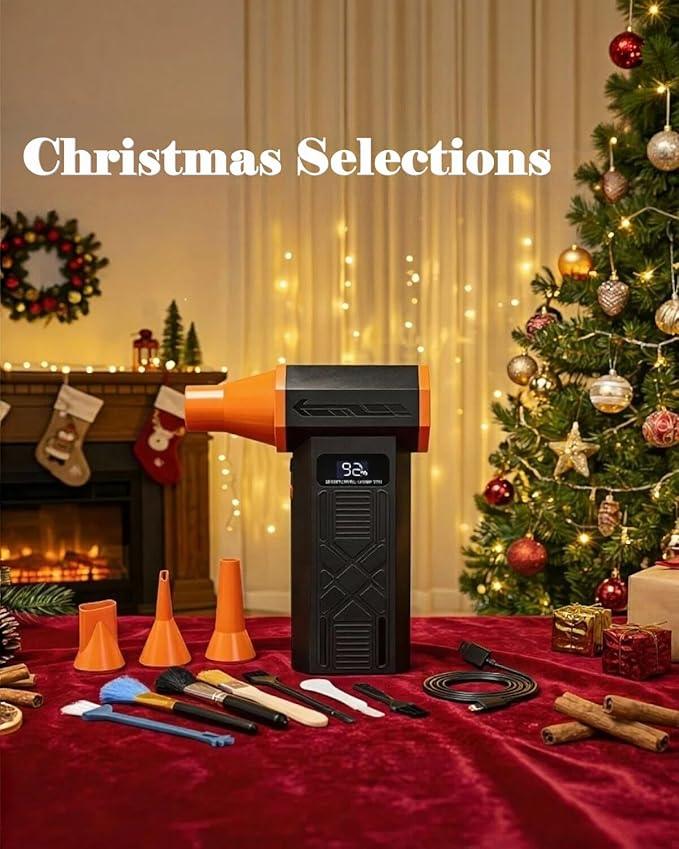 Compressed Air Duster, 120,000RPM Electric Air Duster, 4 Speeds Powerful Brushless Motor with LED Light, Rechargeable Cordless Air Blower for Christmas, Computer, Keyboard, Car, Home - NeatNest
