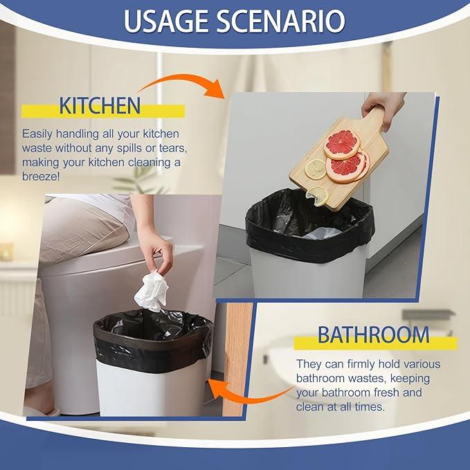 8 Gallon Trash Bags Heavy Duty - 30 Liters Black Garbage Bags,0.94 Mil Thick,220 Count,Medium Leakproof and Unscented Wastebasket Can Liners for Kitchen Home Toilet - NeatNest