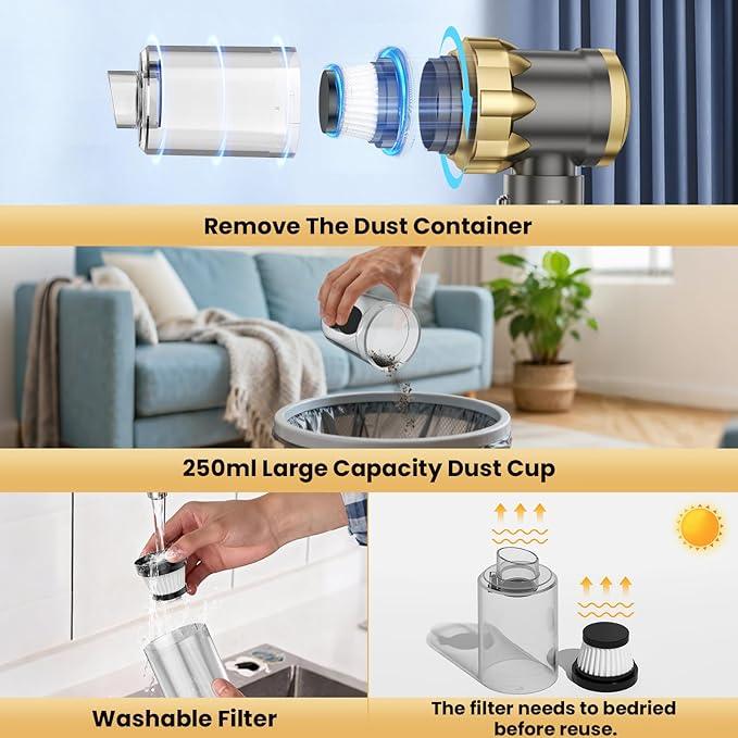 Car Vacuum Portable Cordless - Handheld Vacuum Cleaner with 16000PA Strong Suction, 7-in-1 Air Duster/Blower, Rechargeable Mini Vacuum with Long Battery, Multi-Nozzles for Car,Home, Office, Pet - NeatNest
