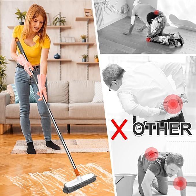 Floor Scrub Brush with Long Handle, Stiff Bristles Deck Brush, BITOPE Multi-Purpose Heavy Duty Hardwood Floor Scrubber, Cleaning Concrete Balcony Patio Garage Outdoor/Indoor - NeatNest