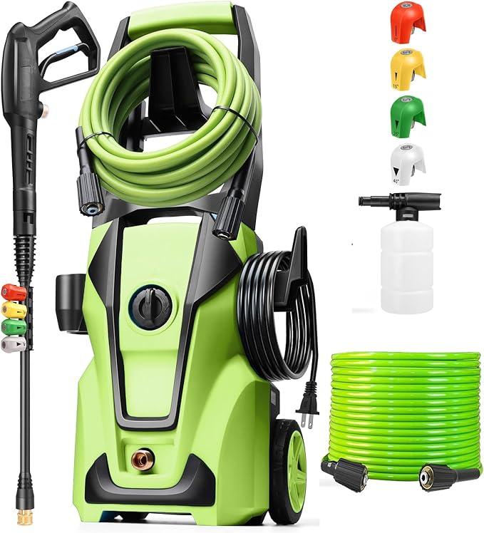 Electric Pressure Washer 5000 PSI 3.8GPM Power Washer with 33FT Hose and 4 Nozzles for Cars/Fences/Driveways/Home/Patios Cleaning, Green - NeatNest