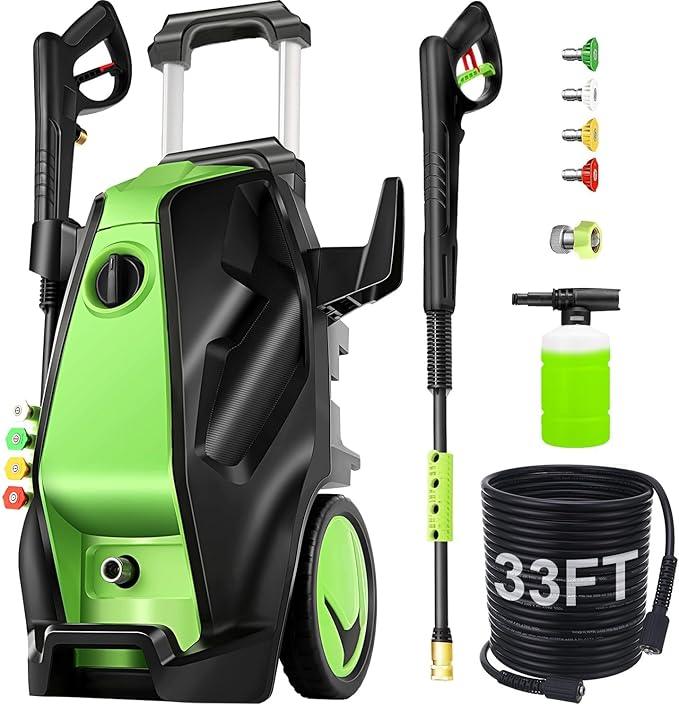 Pressure Washer,MAX 5000 PSI Electric Power Washer, 2000W 4.0 GPM High Pressure Washer, Professional Washer Cleaner, with 4 Nozzles, Soap Bottle and Hose Reel, Best for Cleaning Cars Patio Garden - NeatNest