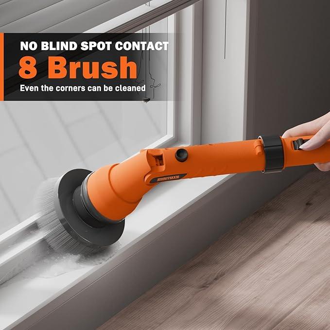 20V Electric Scrubber for Cleaning Floors, Walls - 2 Replaceable Battery Design for Outdoor Garden and Patio Cleaning Stubborn Stains, Telescopic Handle,8 Replaceable Brush Heads - NeatNest