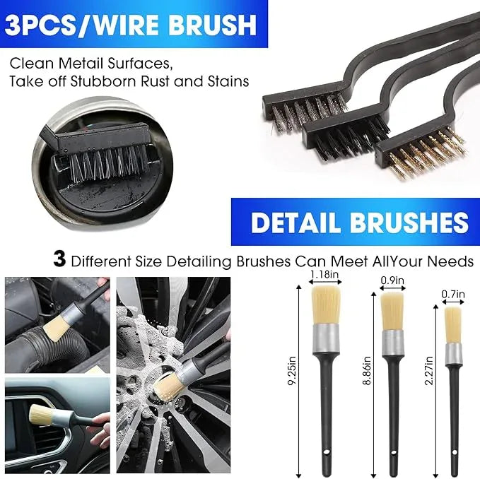 Viewsun Car Cleaning Kit, 17PCS Car Interior Detailing Kit with Gray High Power Handheld Vacuum, Detailing Brush Set, Windshield Cleaner, Cleaning Gel, Complete Auto Accessories for Men, Women - NeatNest