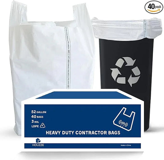 Heavy Duty Contractor Trash Bags with Handles – 52 Gallon, 40 Count | 3 MIL Thick, Extra Large Garbage Bags for Yard Waste, Construction, Lawn & Commercial Use | Secure Branded Knot for Easy Handling - NeatNest