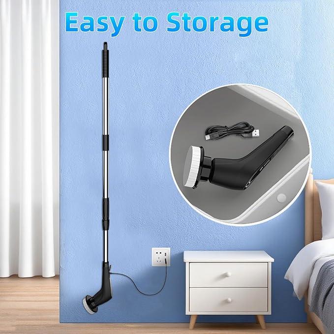 Black Electric Spin Scrubber, Cordless Spin Scrubber with 8 Replaceable Brush Heads, Electric Scrub Brush with Adjustable Extension Handle, Electric Cleaning Brush for Bathroom, Tile and Bathtub - NeatNest