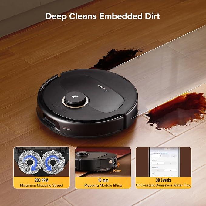 roborock Qrevo S5V Robot Vacuum and Mop, FlexiArm Edge Mopping, 12,000Pa Suction, Dual Zero-Tangle System, Smart Obstacle Avoidance, 10mm Mop Lifting, Auto Mop Washing&Drying, Self-Emptying&Refilling - NeatNest
