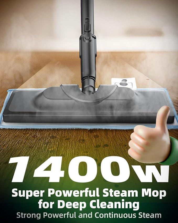 Steam Mop with Detachable Handheld Steam Cleaner for Home, 12-in-1 Multi Accessories, Quick 15s Heat, 221°F Floor Steamer & 320ml Water Tank, Powerful Steamer for Cleaning Floor, Carpet, Windows, Tile - NeatNest