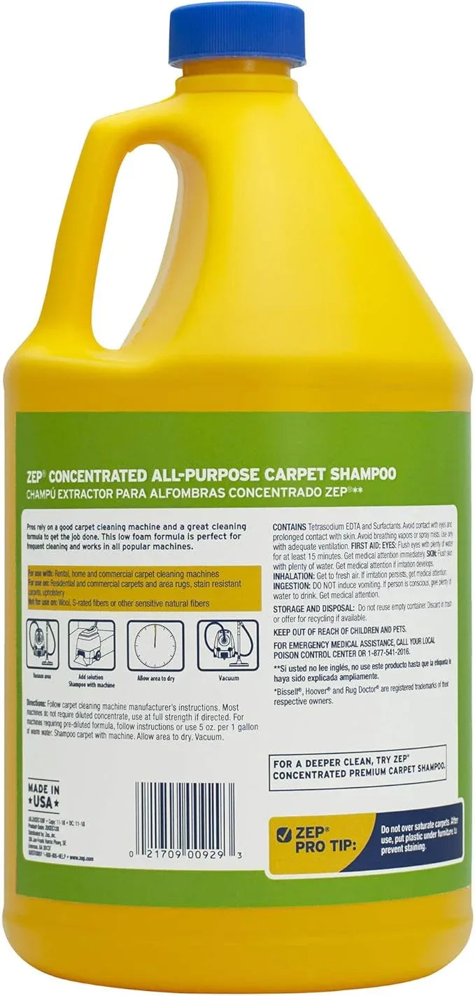 ZEP All-Purpose Carpet Shampoo Concentrate 128 ounce ZUCEC128 (Case of 4) - NeatNest